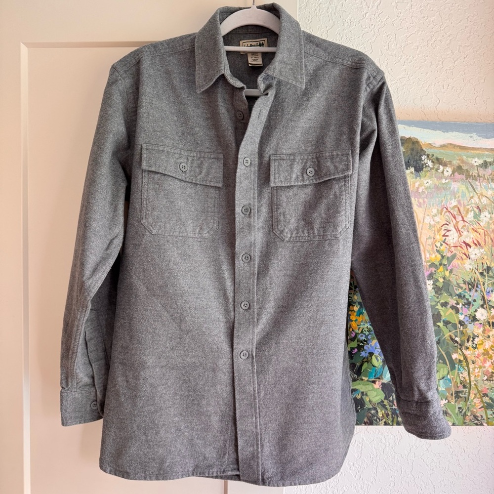 L.L. Bean Gray Men's Chamois Shirt, M